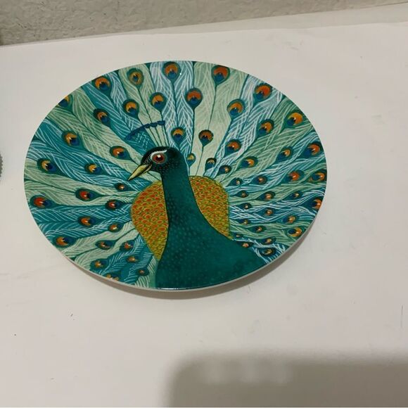 Hallmark Geninne Zlatkis Art PEACOCK 7" Dessert Bread Plate RARE Bird  G1 - Picture 2 of 5